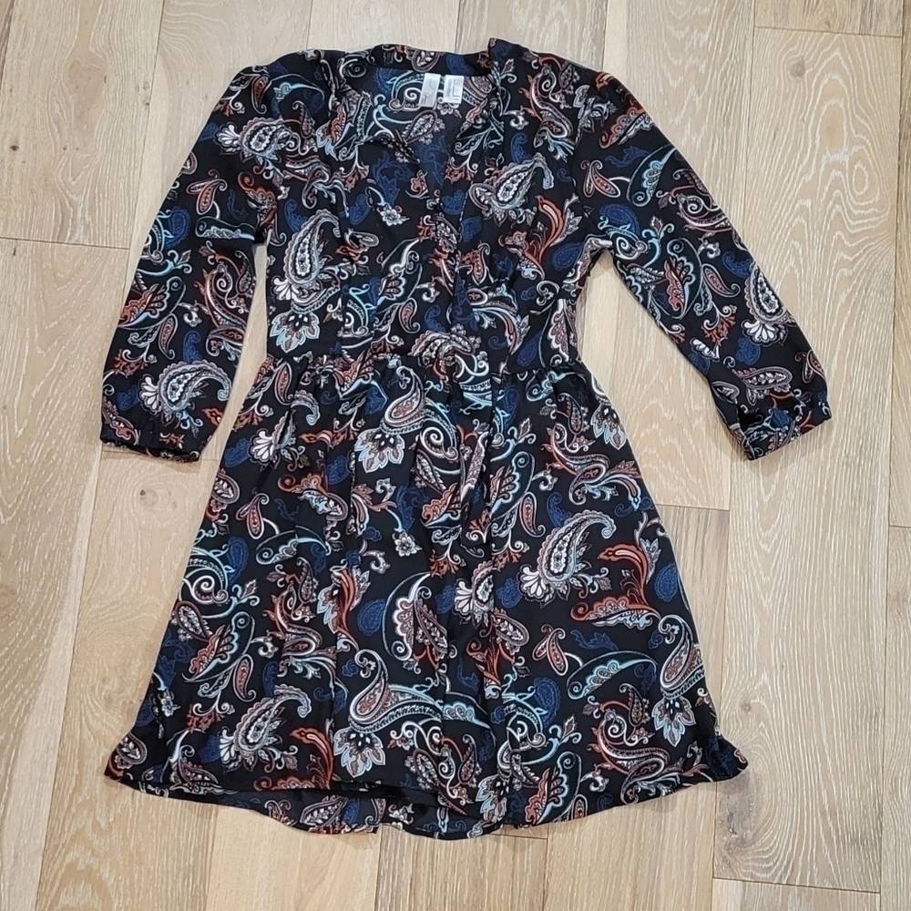 Paisley Print Black Dress - Picture 3 of 6